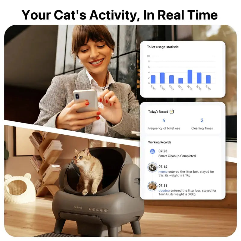 Neakasa M1 Self-Cleaning Cat Litter Box, Open-Top, Large Capacity, App-Connected, Quiet Operation