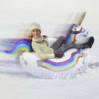 GoFloats Winter Snow Tube  Unicorn  The Ultimate Sled & Toboggan