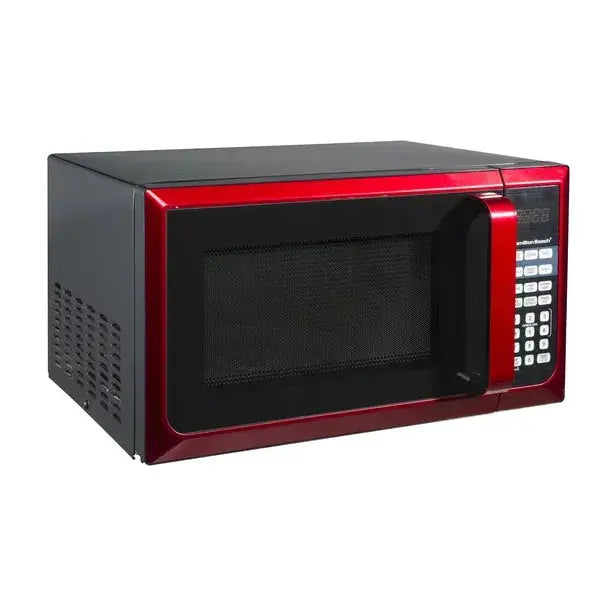 Hamilton Beach 0.9 Cu. Ft. Red Stainless Steel Microwave Oven, 900W, LED Display