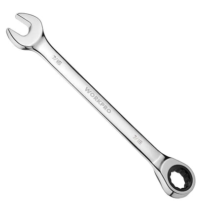 WORKPRO Multi-Size Ratcheting Wrench Set  SAE & Metric, Chrome Vanadium Construction
