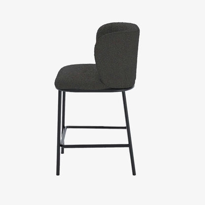 Lot de 2 tabourets de bar tissu boucl  gris fonc  C sar