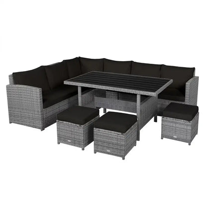 7-Piece Black Rattan Patio Furniture Set  All-Weather Outdoor Seating Collection