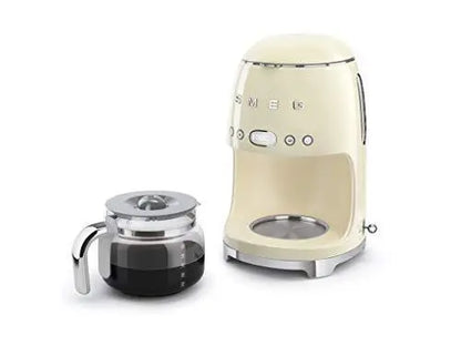 Smeg Retro-Style Drip Coffee Maker  Compact Cream-Colored Appliance (173 x 128 x 113 mm)