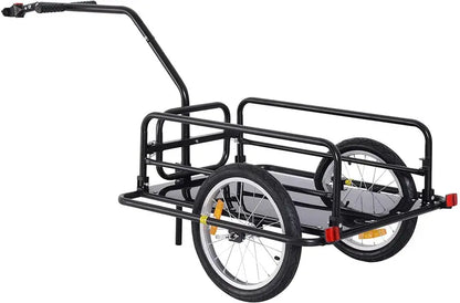 Foldable Bike Cargo Trailer  80-Lb Load Capacity, 16-Inch Wheels, Hitch-Compatible Black Frame