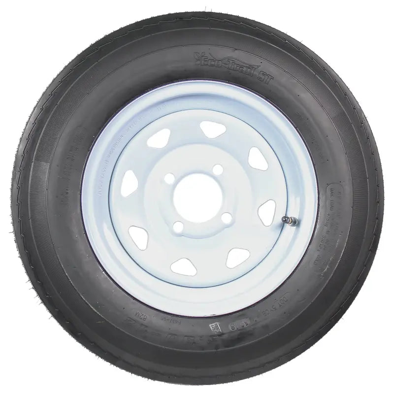 2-Pack Trailer Tires On White Wheel Rims 530-12 5.30-12 5.30 x 12 Load C 4 Lug
