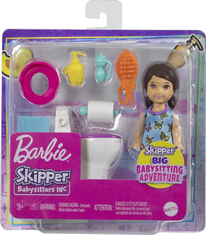 Barbie Skipper Babysitters Inc Potty-Time Set with Brunette Toddler Doll , Toilet & Accessories