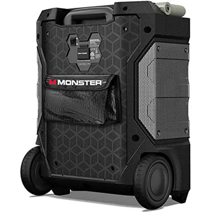 Monster Rockin’ Roller 270 Portable Indoor/Outdoor Wireless Speaker, 200 Watts, Up to 100 Hours Playtime, IPX4 Water Resistant, Qi Charger, Connect to Another TWS Speaker (Slate)