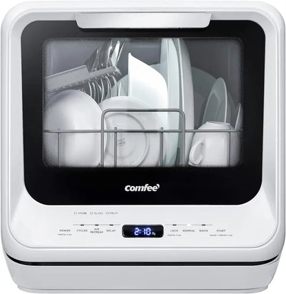 COMFEE’ Countertop Portable Dishwasher  5L Built-In Tank, Compact RV & Apartment Friendly