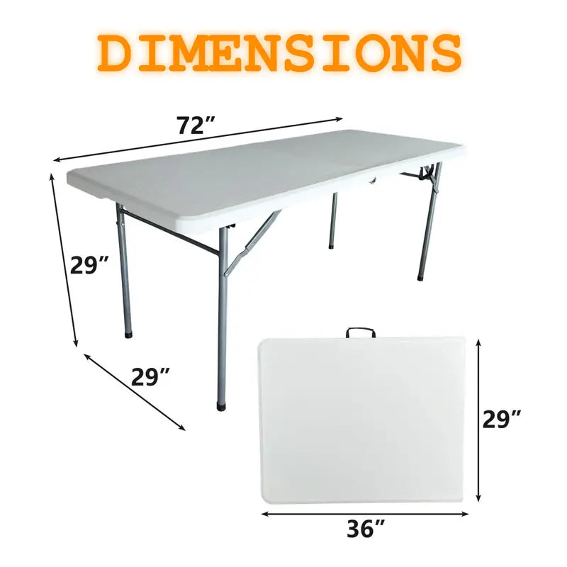 Holaki Outdoor Folding Table 6ft: Portable Plastic Table 6 Foot  Heavy Duty  Commercial Grade for Picnic Camping Party Indoor