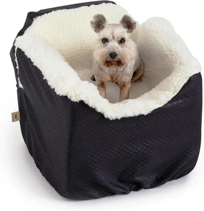 Lookout I Dog Booster Seat  Elevated Pet Car Seat for Small Dogs (515 lbs), Black Diamond Fabric with Washable Cover