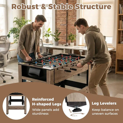 Rotating 2-in-1 Multi-Game Table Combining Foosball and Pool Play