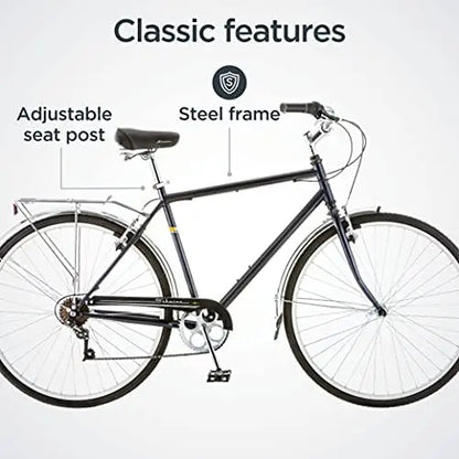 Schwinn Wayfarer Adult Hybrid Bike | 7-Speed, Step-Over/Step-Through, 700C Wheels, Rear Rack