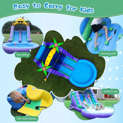 Relunch 26-Foot Inflatable Dual-Lane Water Slide for Kids &amp; Adults  PVC Outdoor Splash Park with Blower &amp; Pool