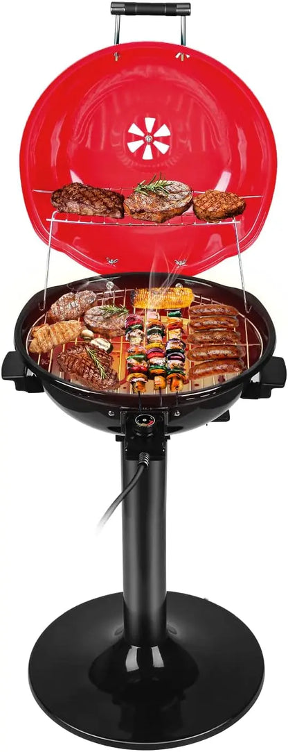 1600W Indoor/Outdoor Electric Barbecue Grill  Portable, Double-Layer Design, Detachable Grilling Surface (Black)