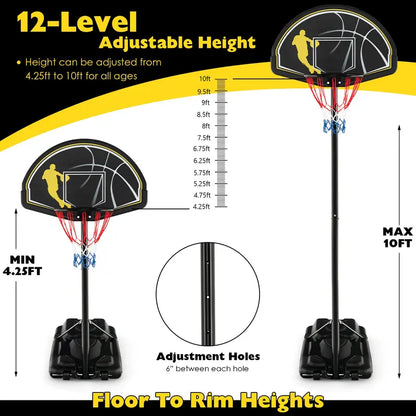 All-Environment Adjustable Basketball Hoop  12-Position Indoor/Outdoor Goal (4.2510 ft)
