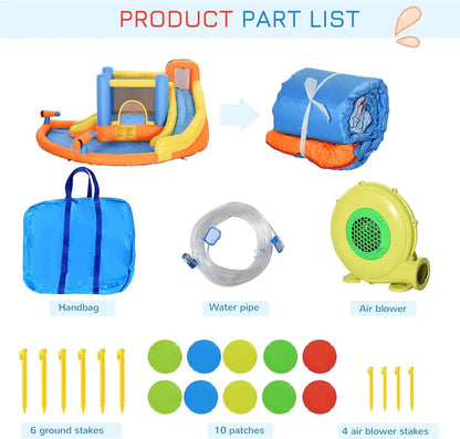 5-in-1 Inflatable Water Park for Kids — Slide, Bounce House, Climbing Walls, Dual Water Cannons & Splash Pool