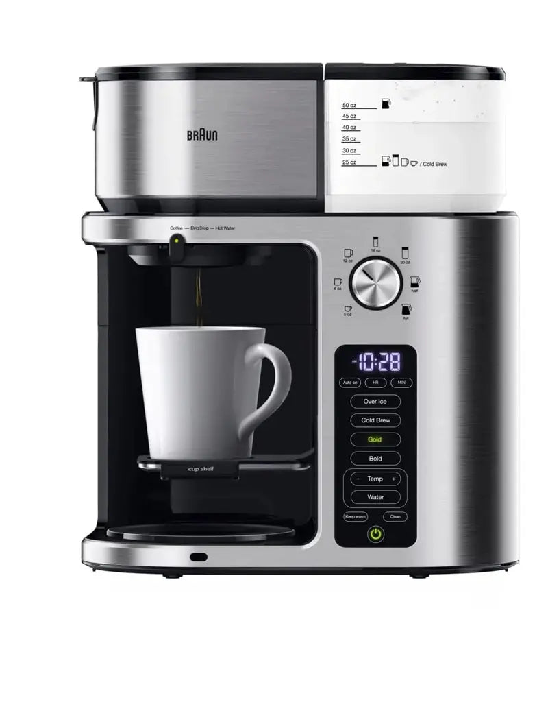 Braun MultiServe Plus Coffee Maker  10-Cup Capacity, 7 Brew Options Including Cold Brew, Stainless Steel Housing (Model KF9370SI)