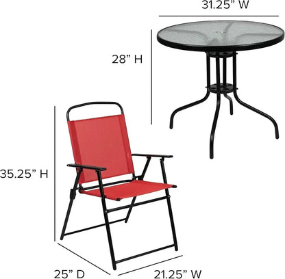 EMMA + OLIVER 6-Piece Brown Patio Set — Umbrella Table and Four Foldable Chairs