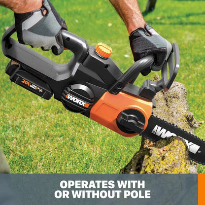 Worx WG322 20V Cordless 10-Inch Pole Saw and Chain Saw Combo  Power Share Compatible
