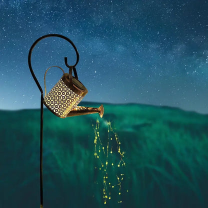 Syenll Solar Watering Can Light, Metal, Waterproof, Warm White LED, Solar-Powered Garden Decor