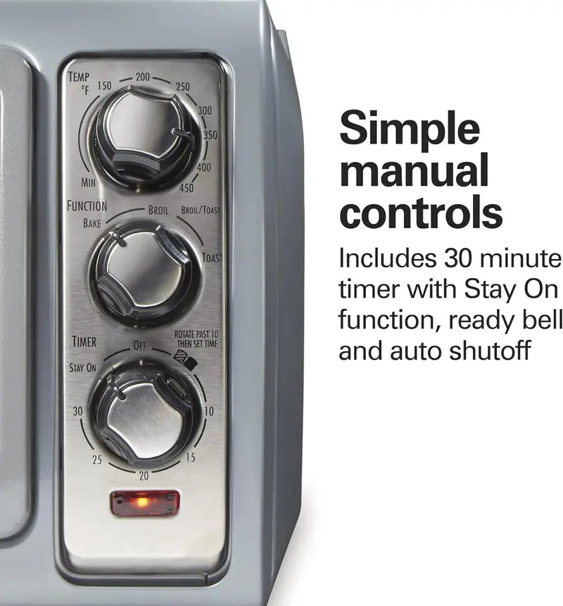 6-Slice Toaster Oven with Roll-Top Door, Bake, Broil, Toast, Auto Shutoff, Silver 31127D