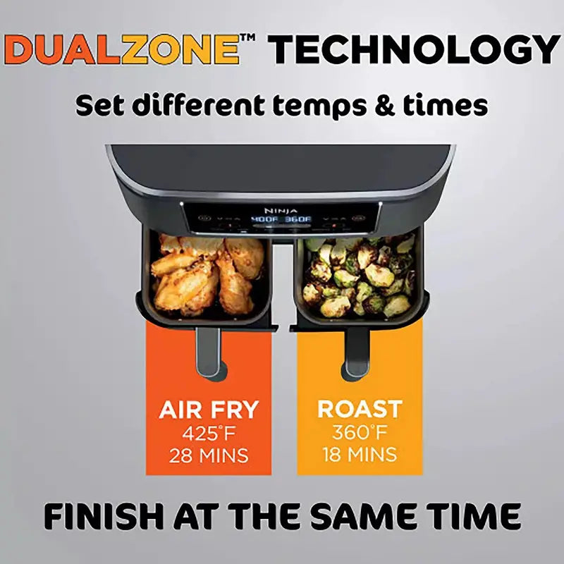 Ninja Foodi DualZone 8-Quart 2-Basket Air Fryer  6-Cooking-Function System