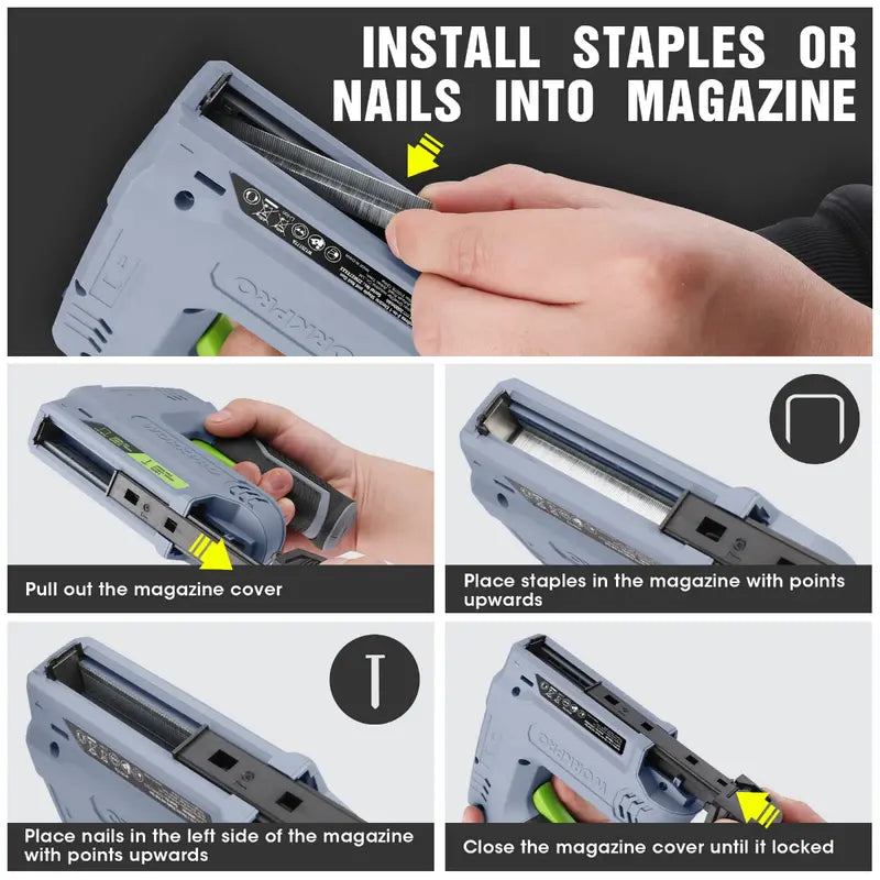 WORKPRO 3.6V Cordless 2-in-1 Staple & Nail Gun  Compact Battery-Powered Fastener Tool