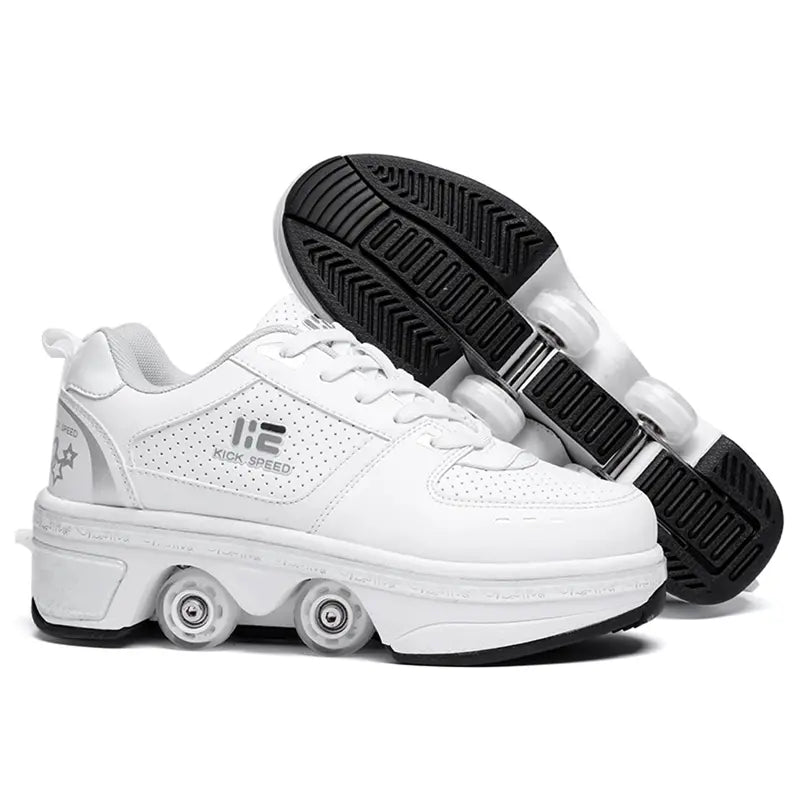 KOFUBOKE Roller Skate Shoes  Sneakers  Roller Shoes 2-in-1 Suitable for Outdoor Sports Skating Invisible Roller Skates The Best Choice for Building Confidence Style