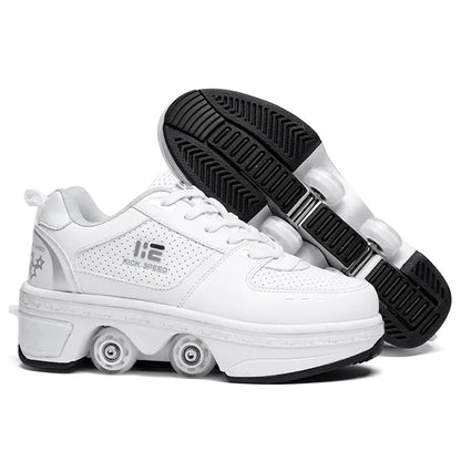 KOFUBOKE Roller Skate Shoes  Sneakers  Roller Shoes 2-in-1 Suitable for Outdoor Sports Skating Invisible Roller Skates The Best Choice for Building Confidence Style