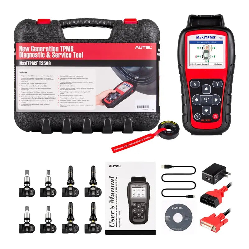 Autel MaxiTPMS TS508K TPMS Diagnostic Tool Kit with Eight MX-Sensors (Four 315MHz + Four 433MHz)