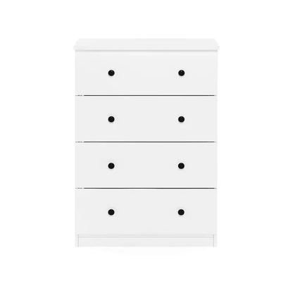Tidur Simple 4-Drawer White Dresser, Modern Solid Design