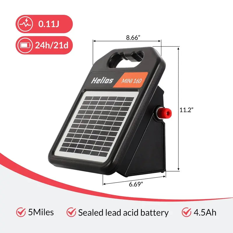 Andmon Solar-Powered Electric Fence Charger — 10-Mile Range, Dual Day/Night Mode for Livestock or Property Security