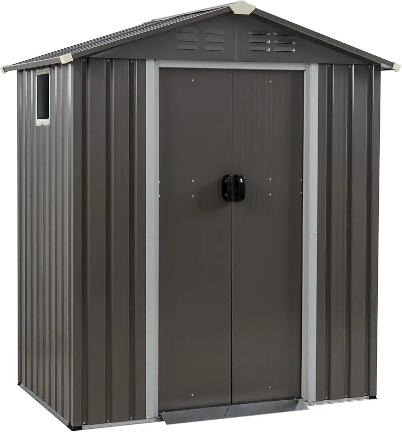 JYQAQA 6x4ft Waterproof Metal Garden Shed  Rugged Outdoor Storage for Yard Tools