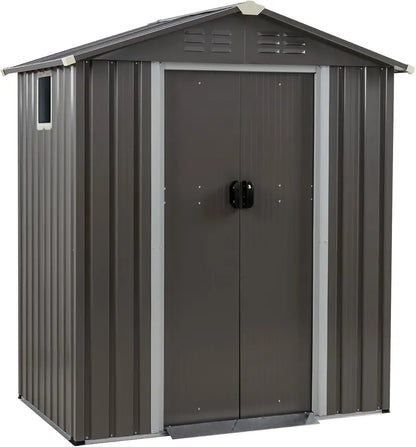 JYQAQA 6x4ft Waterproof Metal Garden Shed  Rugged Outdoor Storage for Yard Tools