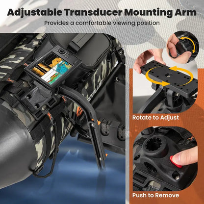 Compact Fishing Float Tube  Inflatable Belly Boat with Integrated Fish Ruler, Pump & Travel Bag