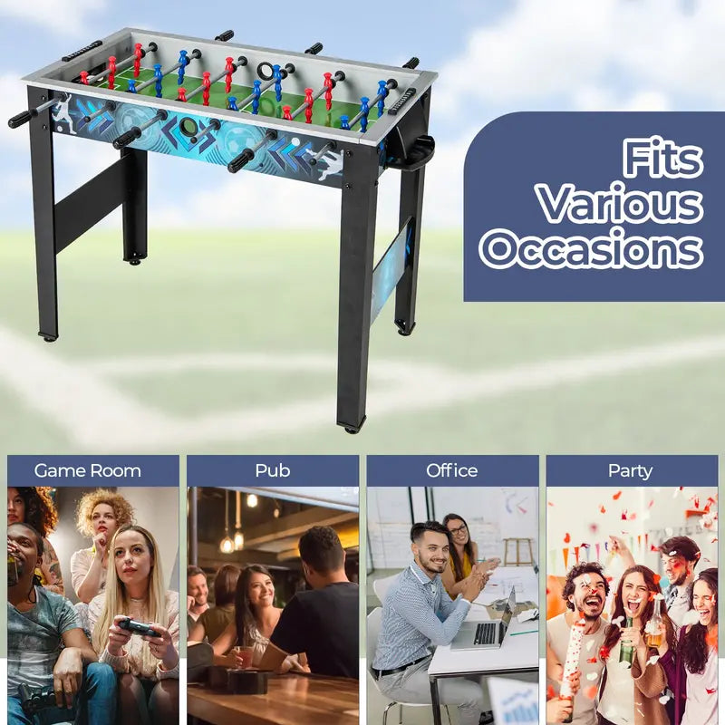 Freestanding Foosball Table with Dual Footballs & Smooth-Rolling Rods for Home Recreation