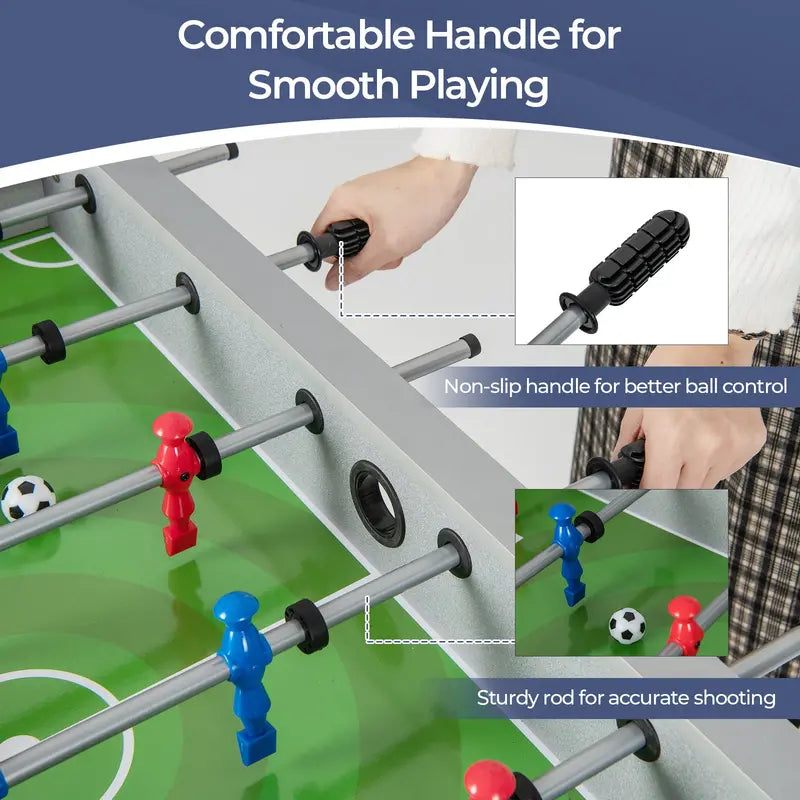 Freestanding Foosball Table with Dual Footballs & Smooth-Rolling Rods for Home Recreation