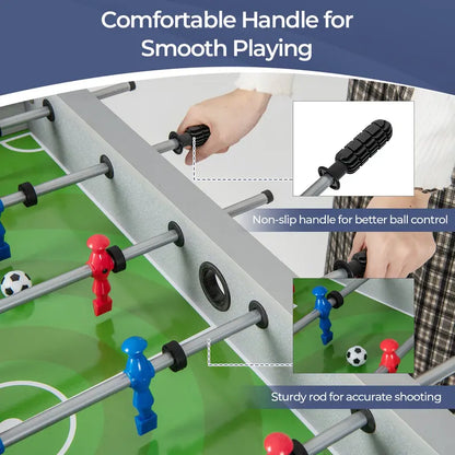 Freestanding Foosball Table with Dual Footballs & Smooth-Rolling Rods for Home Recreation