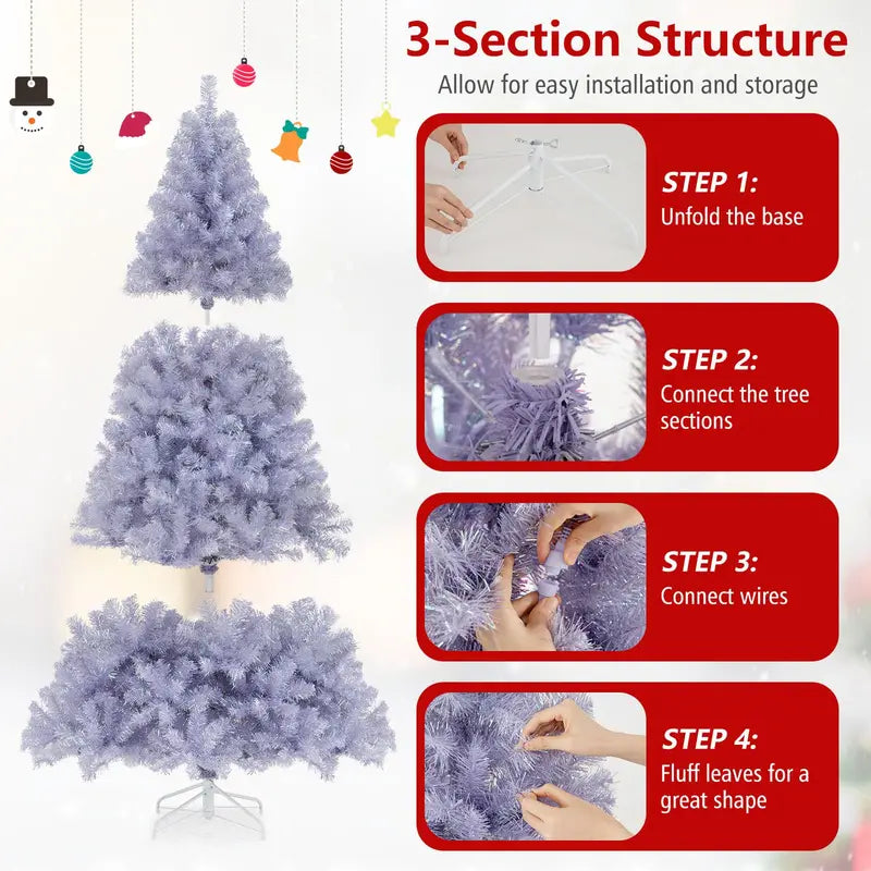 6-Foot or 7.5-Foot Pre-Lit Tinsel Christmas Tree with Warm White LED Illumination