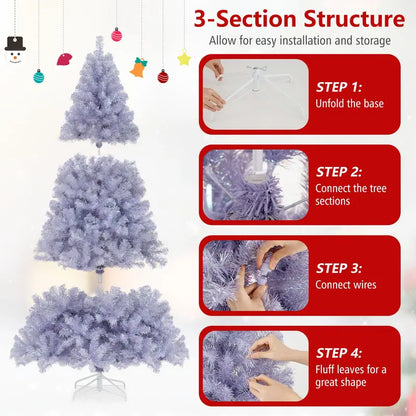 6-Foot or 7.5-Foot Pre-Lit Tinsel Christmas Tree with Warm White LED Illumination