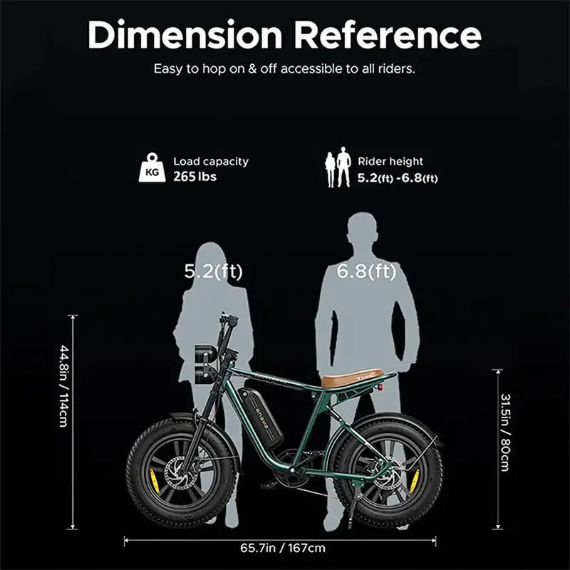 Retro-Style 1000W Electric Bike  20¡åx4.0¡å Fat Tires, Full Suspension, 94-Mile Range, 28mph, UL Certified