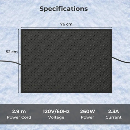 20″ x 30″ Heated Snow Melt Mat  Outdoor De-Icing Pad with Power Cord + 2 Cordless Options