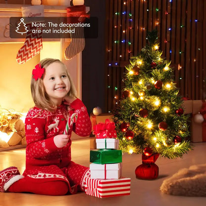 Compact Tabletop Fir-Style Christmas Tree with Battery-Powered Warm White LEDs