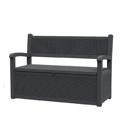 All-Weather Rattan-Look Storage Bench  Lockable Hidden Compartment, 500 lb Capacity