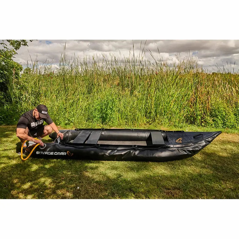 Durable 2-Person PVC Inflatable Kayak for Fishing with Aluminum Seats, Paddle & Repair Kit  130″x43″x11.8″