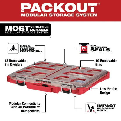 Milwaukee PACKOUT 11-Compartment Low-Profile Impact Resistant Portable Small Parts Organizer 48-22-8431