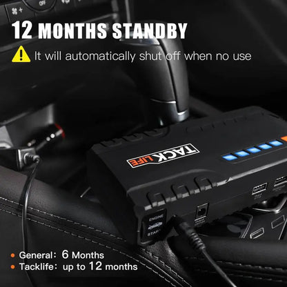 Tacklife T6 Car Jump Starter  800A Peak, 18000mAh, LCD Display, Quick-Charge, Safety-Protected (Gas up to 7.0L / Diesel up to 5.5L)