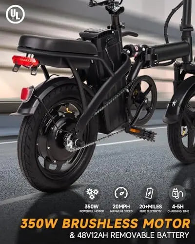 Folding Electric Bike for Adults  20MPH Commuting Ebike with Removable Battery & High Brushless Motor