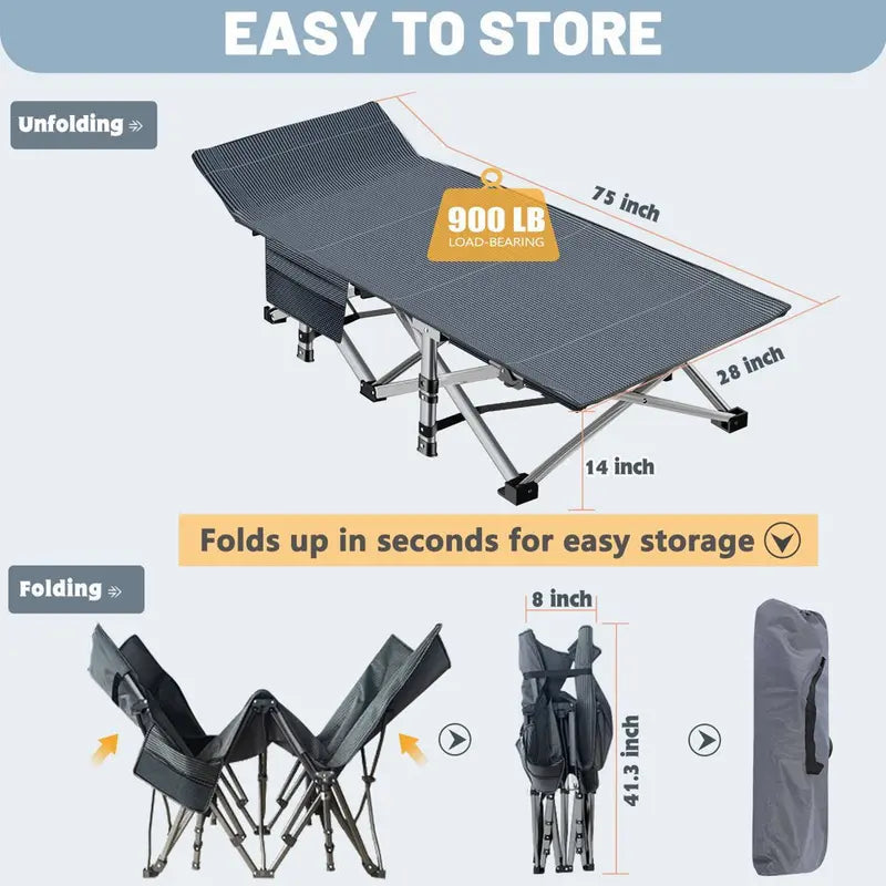 MOPHOTO 75  Portable Folding Bed for Adults with Mattress, Carry Bag