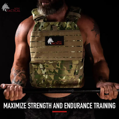 Wolf Tactical Adjustable Weighted Vest for Fitness Training, Breathable Design, Customizable Weights, Durable 600D Material, Unisex, Sizes XS-XL